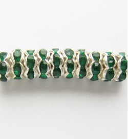 Rondelle Spacer 6mm Silver/Dark Green